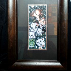 Framed print - girl with cats